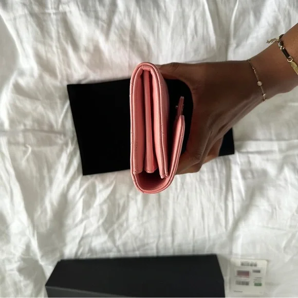 CHANEL NWT Long Gusset Flap Wallet Leather Gold CC Logo  with Box - Picture 9 of 11